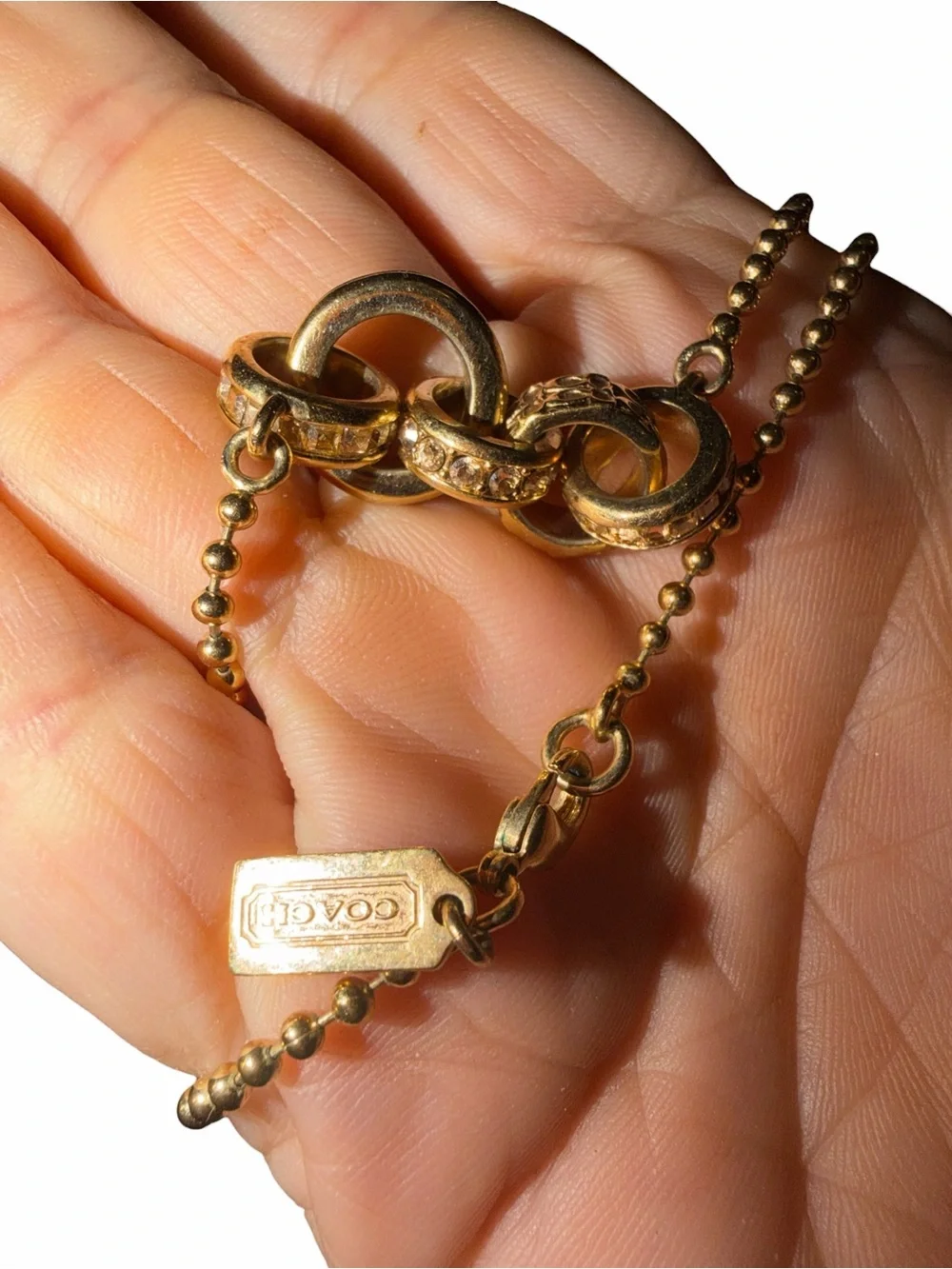Coach Gold-Tone Knot & Bead Long Necklace - Women Jewelry